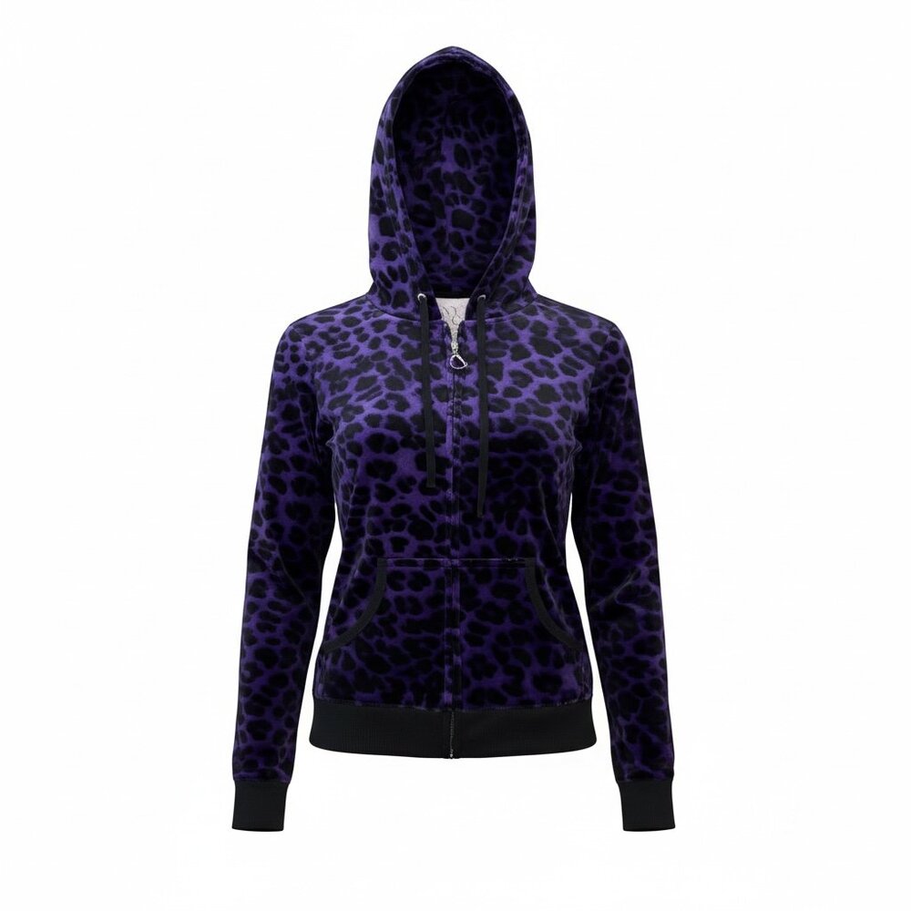 NEW YORK & CO Velour Leopard Print Hoodie (Size Small)